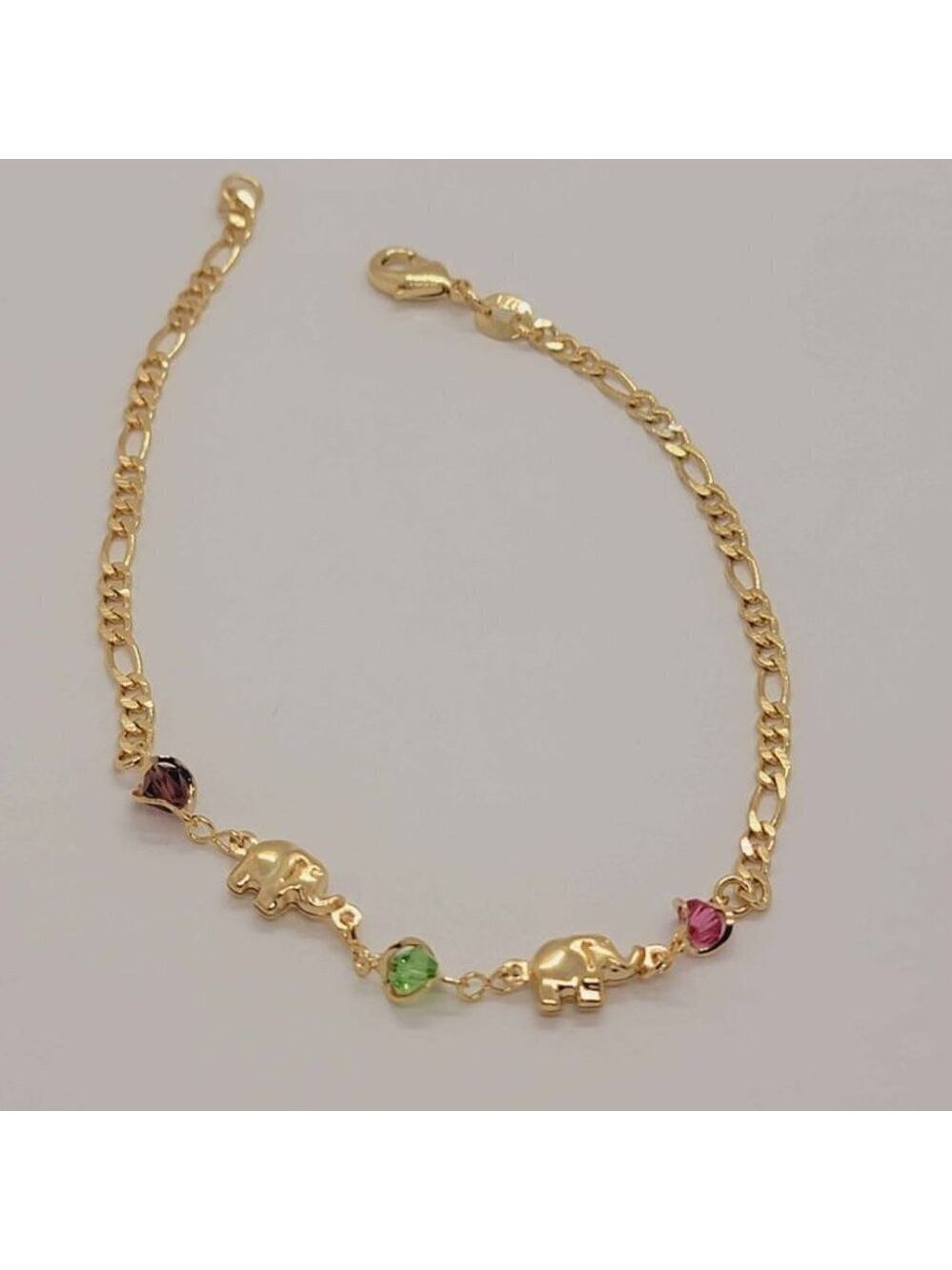 Brand New Brazilian 18k Gold Filled 2 Elephants w/ beaded colors anklet